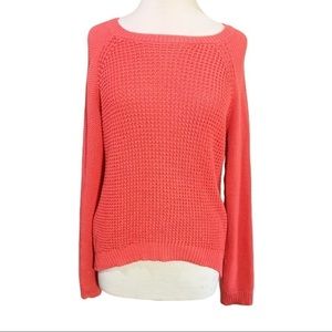 Aeropostale Coral Waffle Knit Hi-Low Sweater XL